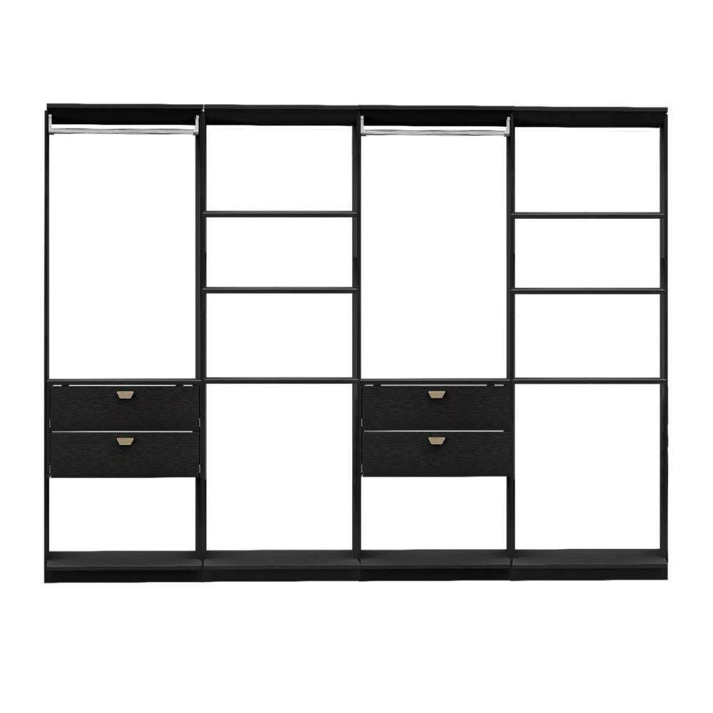 Guarda-Roupas Closet Modulado Alasca 240cm 4 Peças com 4 Gavetas e Cabideiros Preto Touch Carraro