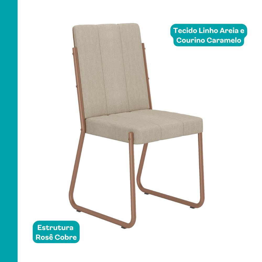 Conjunto Sala de Jantar 6 Cadeiras Tulipa Carraro Off White Rosê