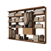 Guarda-Roupas Closet Modulado Alasca 240cm 4 Peças com 2 Gavetas e Cabideiros Freijó Carraro