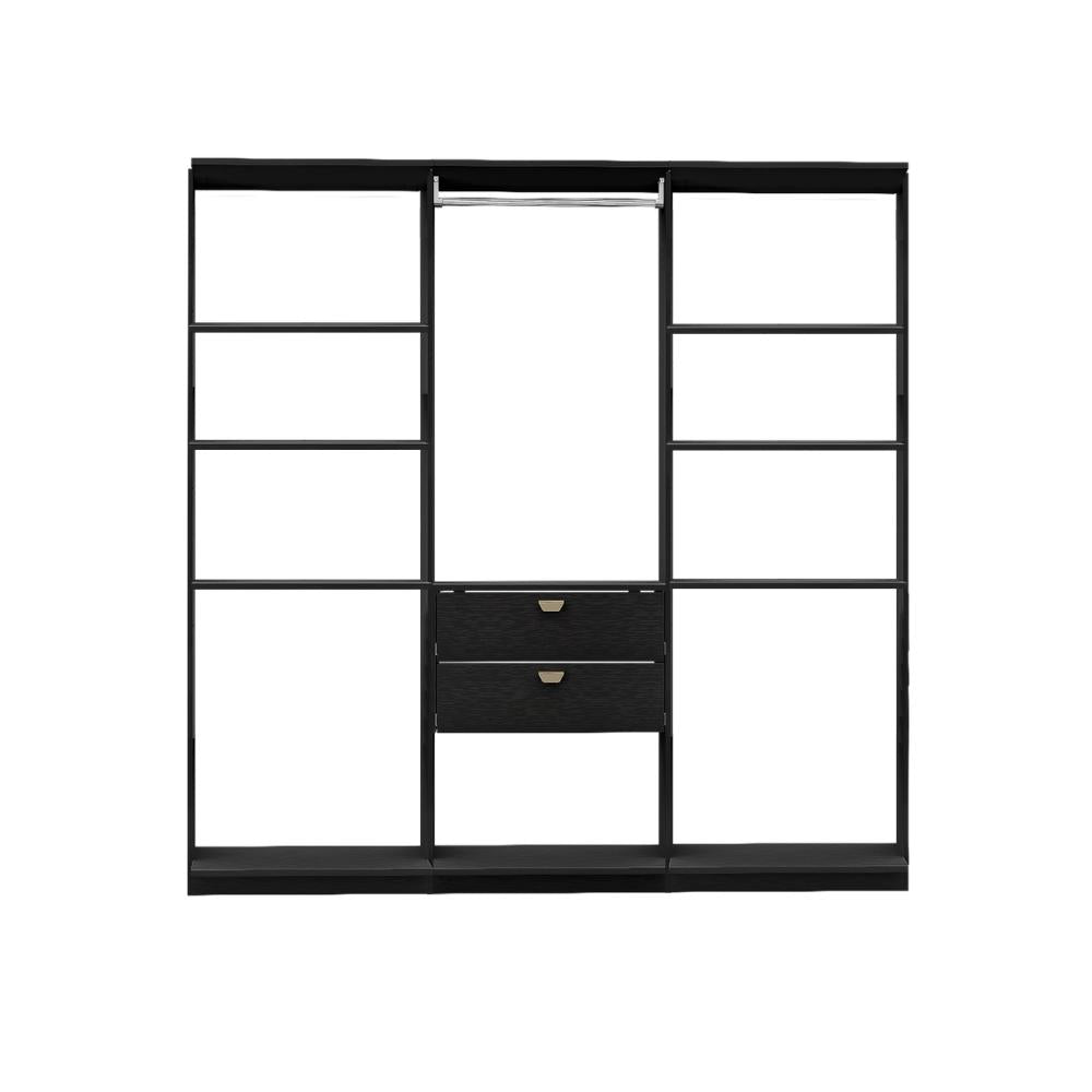 Guarda-Roupas Closet Modulado Alasca One 180cm 3 Peças com 2 Gavetas e Cabideiros Preto Touch Carraro