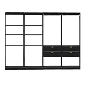 Guarda-Roupas Closet Modulado Alasca One 240cm 4 Peças com 4 Gavetas e Cabideiros Preto Touch Carraro