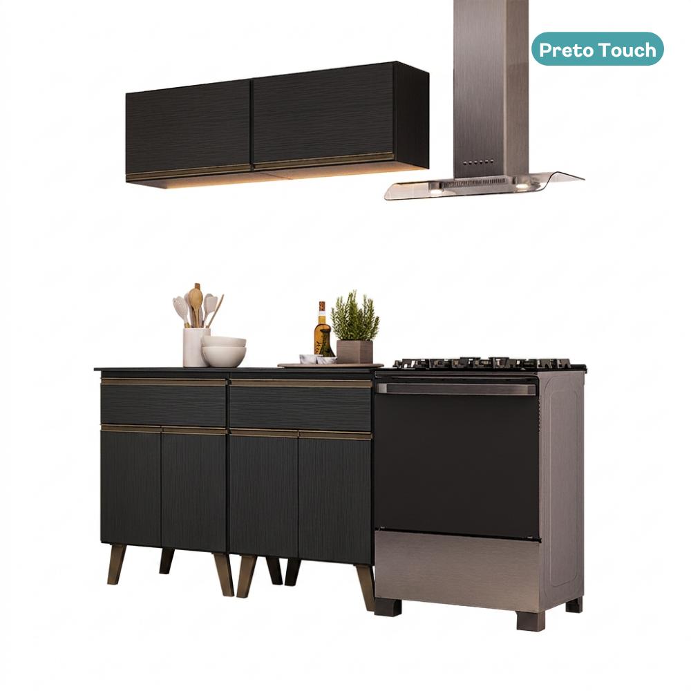 Armário de Cozinha Compacta Atlanta Axis Carraro Preto Touch