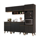 Armário de Cozinha Completa Atlanta Unique Carraro Preto Touch