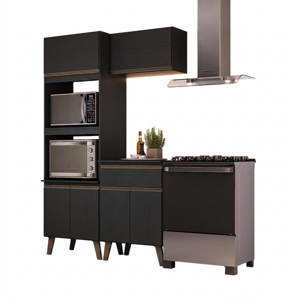 Armário de Cozinha Compacta Atlanta Vértice Carraro Preto Touch