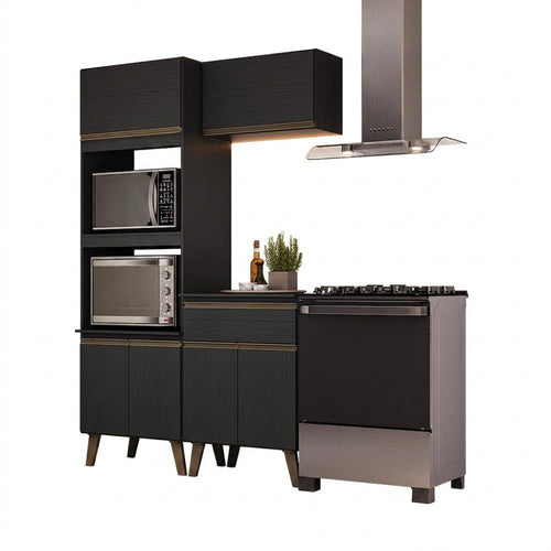 Armário de Cozinha Compacta Atlanta Vértice Carraro Preto Touch