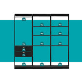 Guarda-Roupas Closet Modulado Alasca 180cm 3 Peças com 2 Gavetas e Cabideiros Preto Touch Carraro