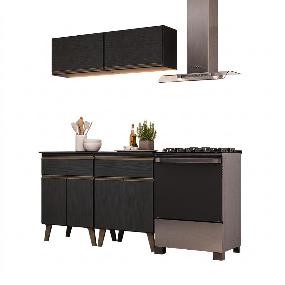 Armário de Cozinha Compacta Atlanta Axis Carraro Preto Touch