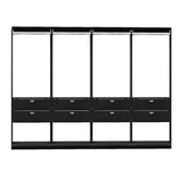 Guarda-Roupas Closet Modulado Alasca 240cm 4 Peças com 8 Gavetas e Cabideiros Preto Touch Carraro