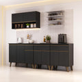 Armário de Cozinha Compacta Atlanta Stone Carraro Preto Touch