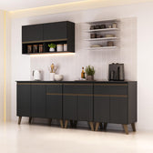 Armário de Cozinha Compacta Atlanta Stone Carraro Preto Touch