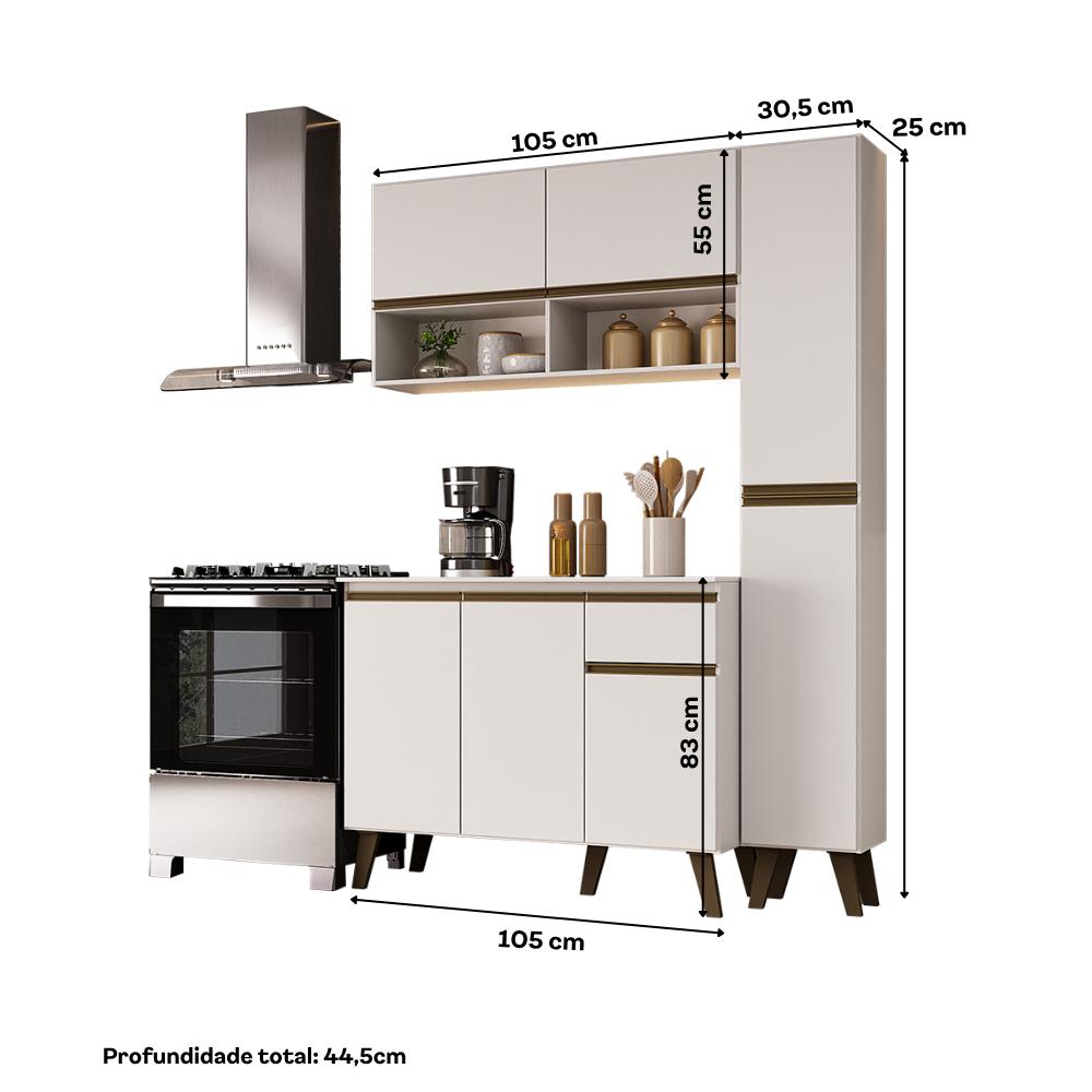 Armário de Cozinha Compacta Atlanta Gallery Slay Carraro Branco