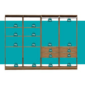 Guarda-Roupas Closet Modulado Alasca One 240cm 4 Peças com 4 Gavetas e Cabideiros Freijó Carraro