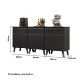 Armário de Cozinha Compacta Atlanta Slate Carraro Preto Touch
