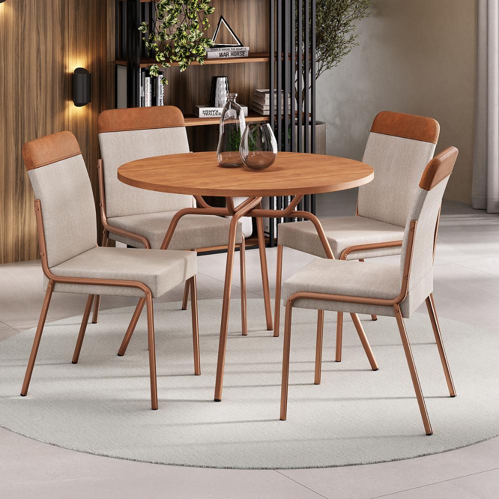 Conjunto Sala de Jantar 4 Cadeiras Georgia Carraro Rosê