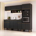 Armário de Cozinha Completa Atlanta Unique Carraro Preto Touch