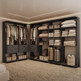 Guarda-Roupas Closet Modulado Alasca 360cm 6 Peças com 6 Gavetas e Cabideiros Preto Touch Carraro