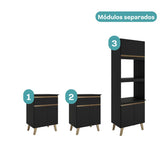 Armário de Cozinha Compacta Atlanta Concrete Carraro Preto Touch