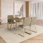 Conjunto Sala de Jantar 4 Cadeiras Isis Carraro Carvalho Dourado