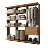 Guarda-Roupas Closet Modulado Alasca Duo 180cm 3 Peças com 2 Gavetas e Cabideiros Freijó Carraro