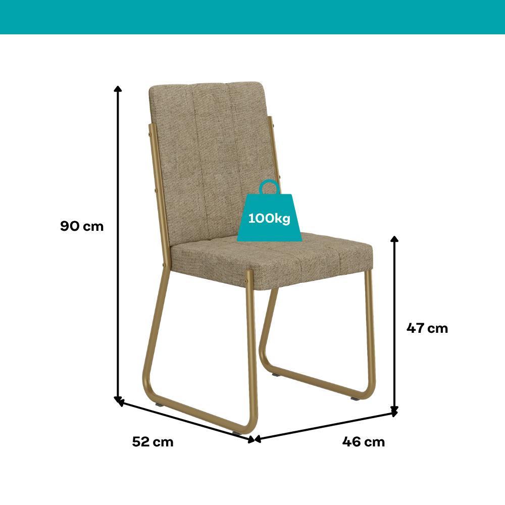 Conjunto Sala de Jantar 4 Cadeiras Isis Carraro Carvalho Dourado
