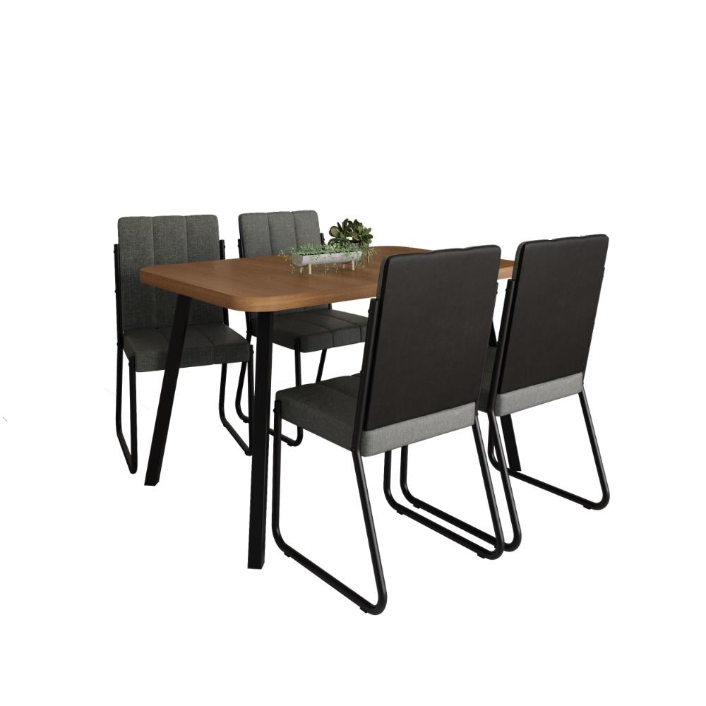 Conjunto Sala de Jantar 4 Cadeiras Isis Carraro Nogal Preto