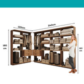 Guarda-Roupas Closet Modulado Alasca One 360cm 6 Peças com 4 Gavetas e Cabideiros Freijó Carraro