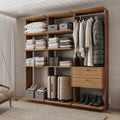 Guarda-Roupas Closet Modulado Alasca Duo 180cm 3 Peças com 2 Gavetas e Cabideiros Freijó Carraro