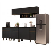 Armário de Cozinha Completa Atlanta Graphite Carraro Preto Touch