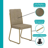 Conjunto Sala de Jantar 4 Cadeiras Isis Carraro Carvalho Dourado