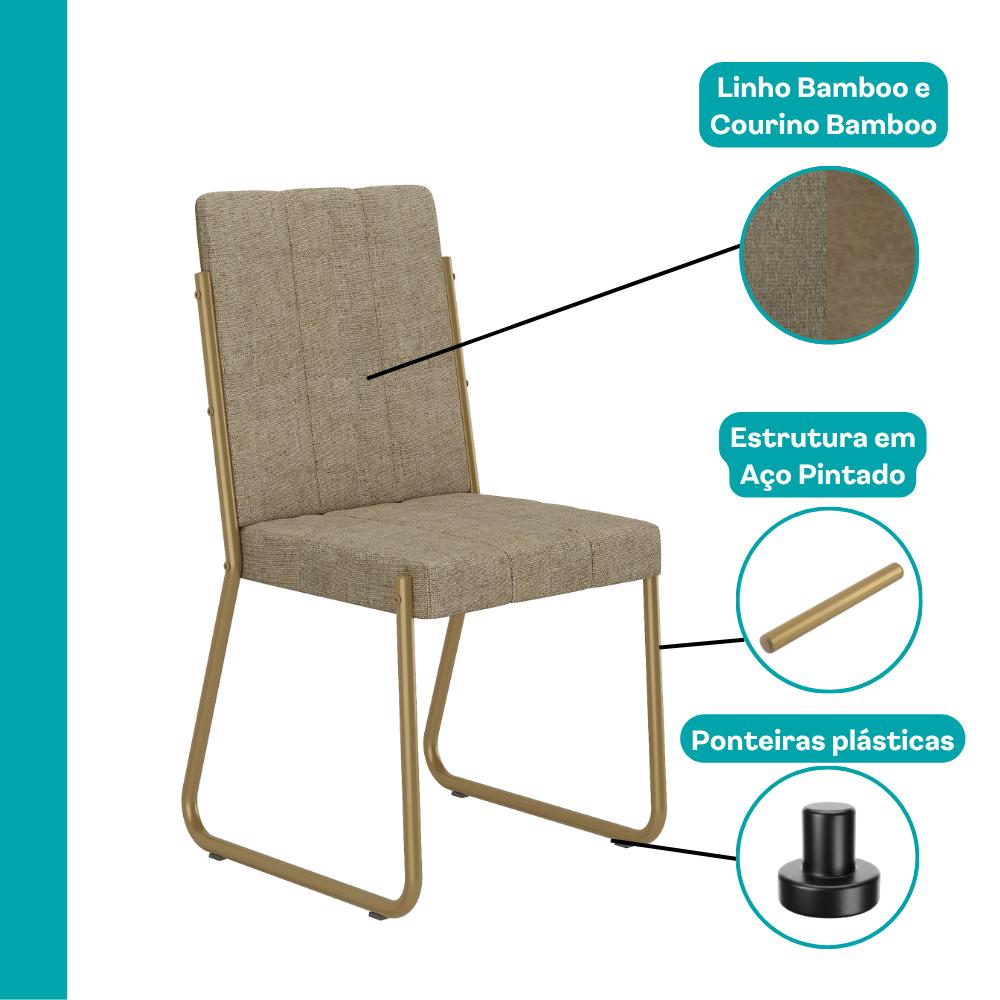 Conjunto Sala de Jantar 4 Cadeiras Isis Carraro Carvalho Dourado
