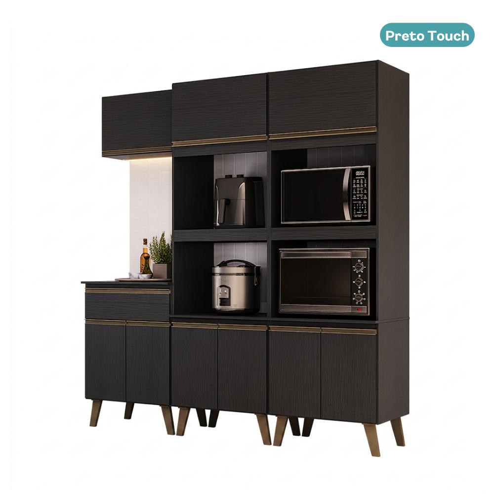 Armário de Cozinha Compacta Atlanta Craft Carraro Preto Touch