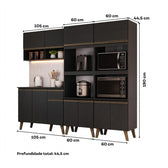 Armário de Cozinha Completa Atlanta Avant Carraro Preto Touch