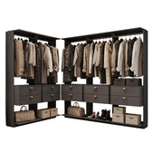 Guarda-Roupas Closet Modulado Alasca 300cm 5 Peças com 10 Gavetas e Cabideiros Preto Touch Carraro
