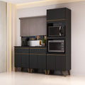 Armário de Cozinha Compacta Atlanta Concrete Carraro Preto Touch