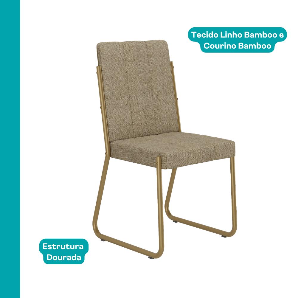 Conjunto Sala de Jantar 4 Cadeiras Isis Carraro Carvalho Dourado