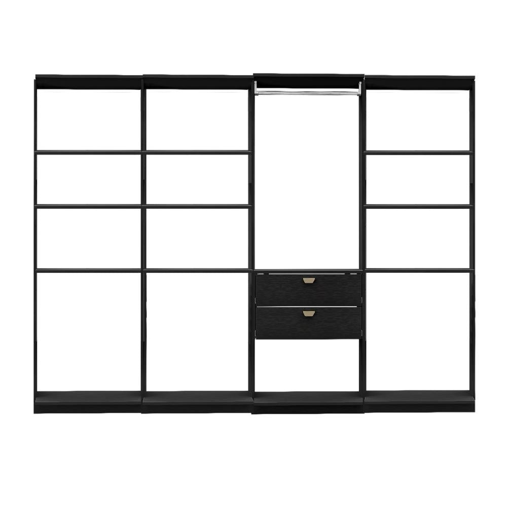 Guarda-Roupas Closet Modulado Alasca 240cm 4 Peças com 2 Gavetas e Cabideiros Preto Touch Carraro