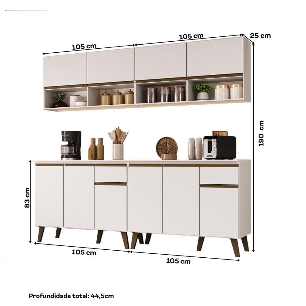 Armário de Cozinha Compacta  Atlanta Foyer Carraro Branco