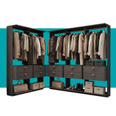 Guarda-Roupas Closet Modulado Alasca 300cm 5 Peças com 10 Gavetas e Cabideiros Preto Touch Carraro