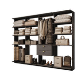 Guarda-Roupas Closet Modulado Alasca 240cm 4 Peças com 2 Gavetas e Cabideiros Preto Touch Carraro
