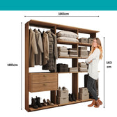 Guarda-Roupas Closet Modulado Alasca 180cm 3 Peças com 2 Gavetas e Cabideiros Freijó Carraro