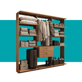 Guarda-Roupas Closet Modulado Alasca One 180cm 3 Peças com 2 Gavetas e Cabideiros Freijó Carraro