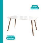 Conjunto Sala de Jantar 4 Cadeiras Tulipa Carraro Off White Rosê