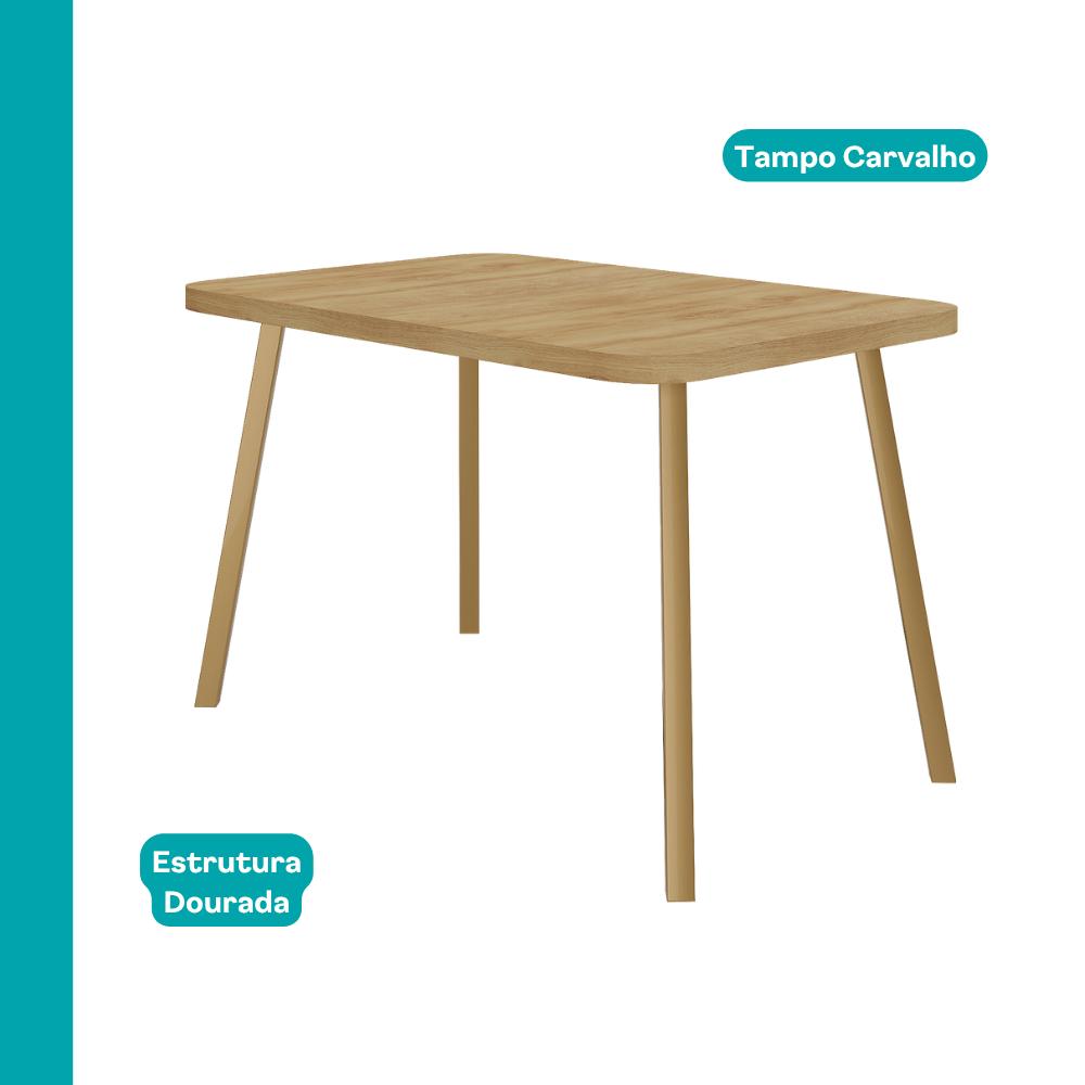 Conjunto Sala de Jantar 4 Cadeiras Isis Carraro Carvalho Dourado