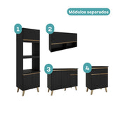 Armário de Cozinha Completa Atlanta Chrome Carraro Preto Touch