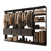 Guarda-Roupas Closet Modulado Alasca 240cm 4 Peças com 6 Gavetas e Cabideiros Preto Touch Carraro