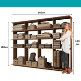 Guarda-Roupas Closet Modulado Alasca 240cm 4 Peças com 12 Prateleiras Freijó Carraro