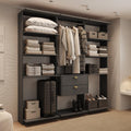 Guarda-Roupas Closet Modulado Alasca One 180cm 3 Peças com 2 Gavetas e Cabideiros Preto Touch Carraro