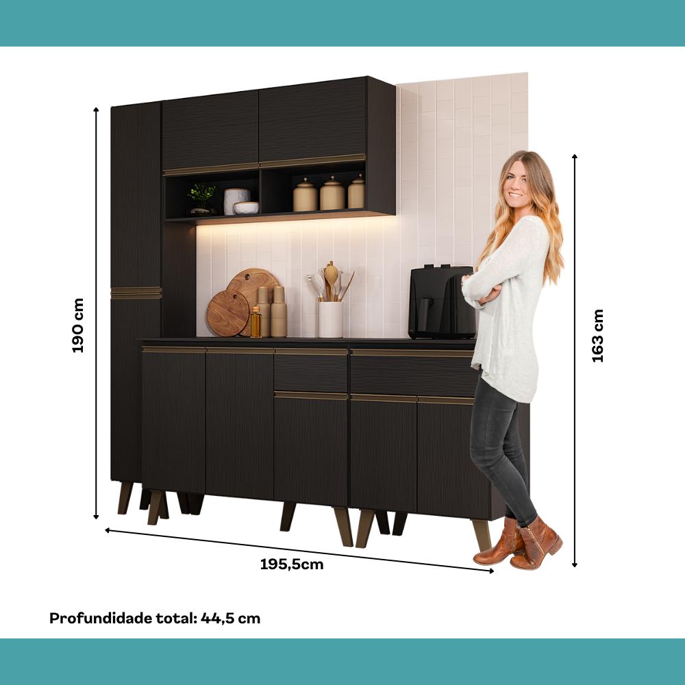 Armário de Cozinha Compacta Atlanta Summit Carraro Preto Touch