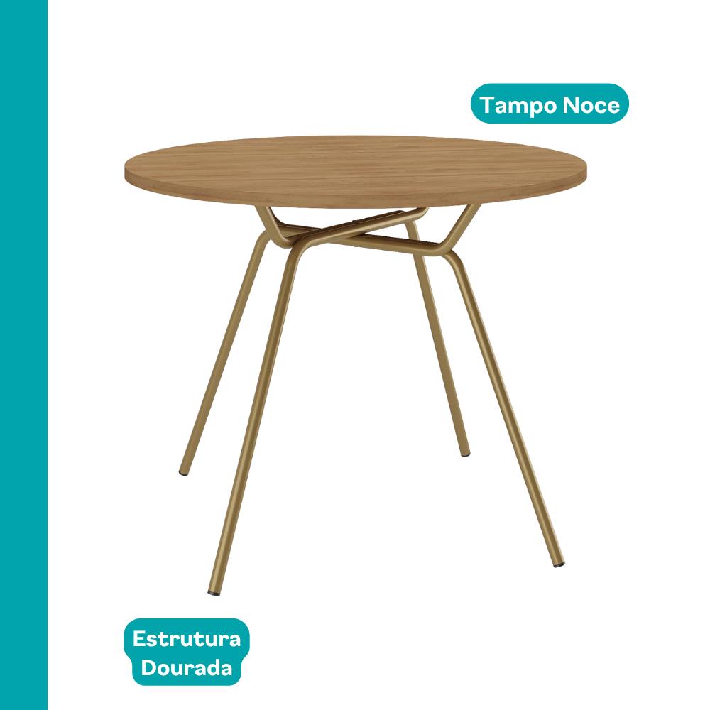 Conjunto Sala de Jantar 4 Cadeiras Georgia Carraro Dourada