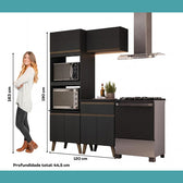 Armário de Cozinha Compacta Atlanta Vértice Carraro Preto Touch